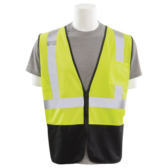 S363PB CLASS 2 ZIPPER MESH VEST BLACK BOTTOM